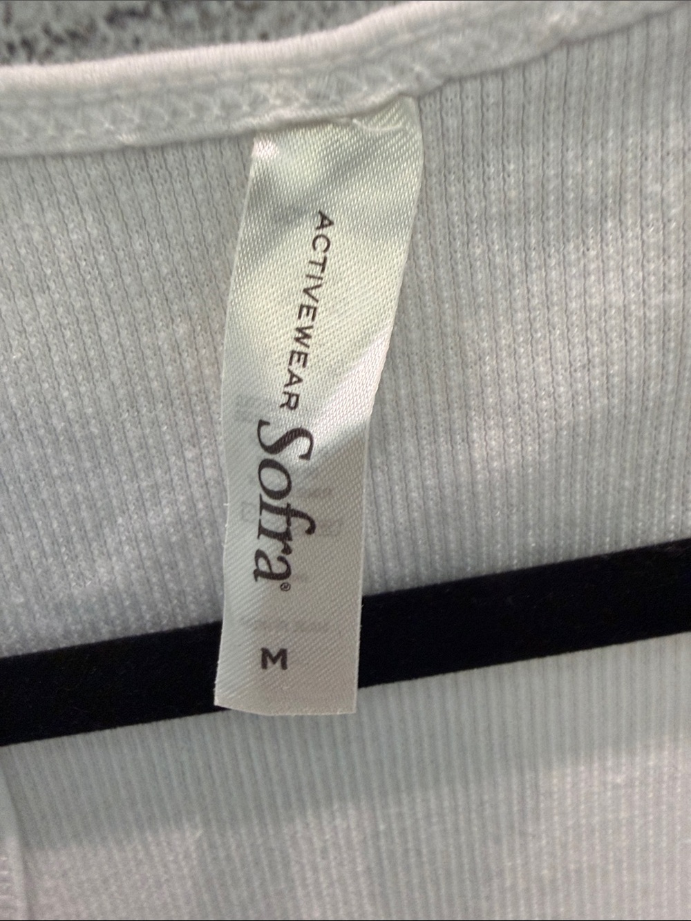 Sofra White Ribbed Activewear Tank with Rhinestone Script - Picture 2 of 4